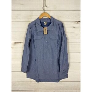 Duluth Trading Shirt Womens Medium Blue Sol Survivor UPF Sun Protection Tunic